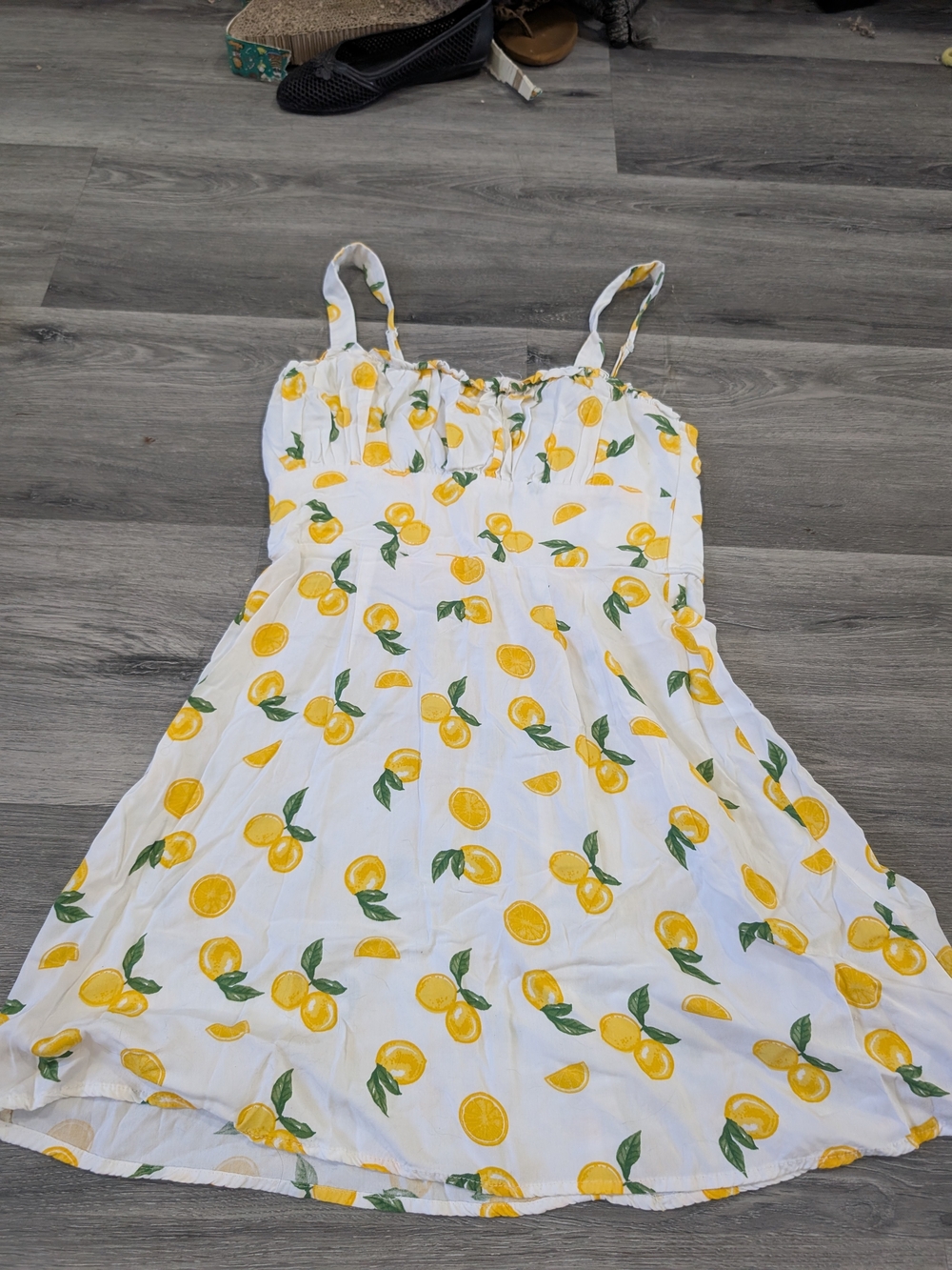 White Lemon Print Sundress